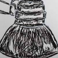 Brush pen drawing of a desk lamp