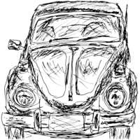 Ink drawing of a classic beetle convertible