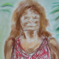Dry pastel drawing of a woman