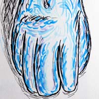 Marker drawing of a right winter glove