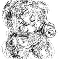 Ink drawing of a teddy bear lamp