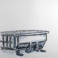 Drawing of blue dumpster