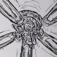 Ink drawing of ceiling fan