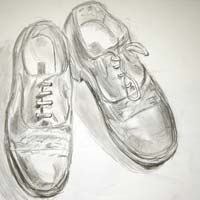 Pencil drawing of men's leather dress shoes