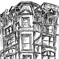 Ink drawing of the Gorham Building