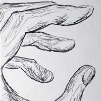 Ink drawing of left hand