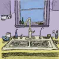 Digital painting of a kitchen sink