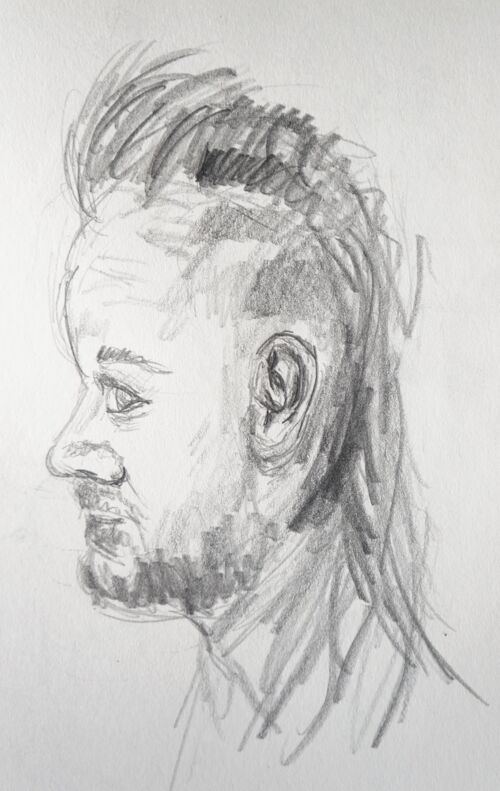 A pencil portrait of a man