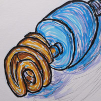 Copic marker drawing of CFL light bulb