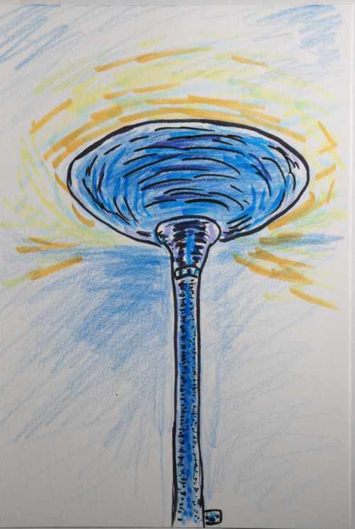 Copic marker drawing of a torch lamp