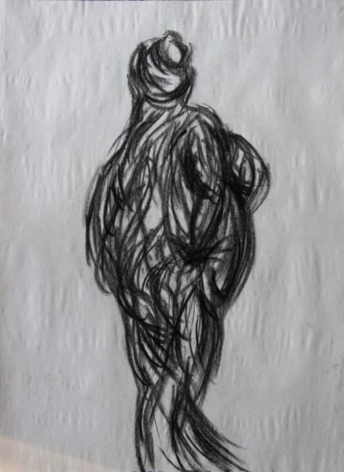Charcoal figure drawing of a woman