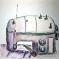 Drawing of Sewing Machine in Colored Pencil