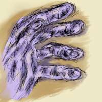 Digital painting of an open hand