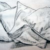 Charcoal drawing of pillows