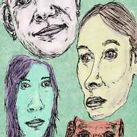 A digital painting of a three women and a man