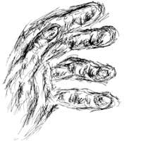 Ink drawing of an open hand