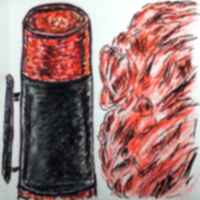 Drawing of red thermos