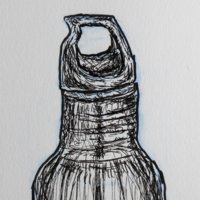 Ink drawing of a stainless steel waterbottle