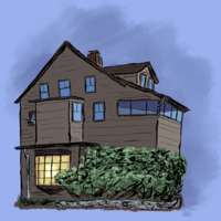 Digital painting of a cape cod style house