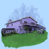 Digital Painting of a colonial style house on a hill