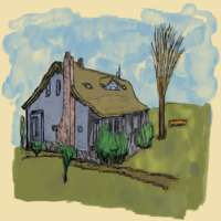 Digital painting of a bungalow style house