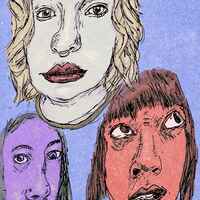 A digital painting of three women