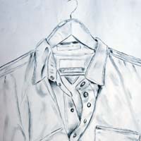 Charcoal drawing of a collared work shirt