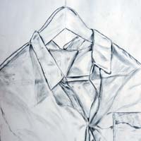 Charcoal drawing of a collared work shirt