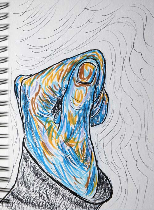 Marker drawing of left hand